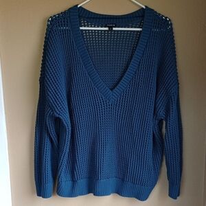 Torrid emerald Green V Kneck Open Knit Sweater Size Plus 1X